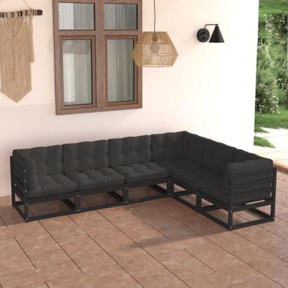 Set mobilier de grădină cu perne, 6 piese, lemn masiv de pin GartenMobel Dekor