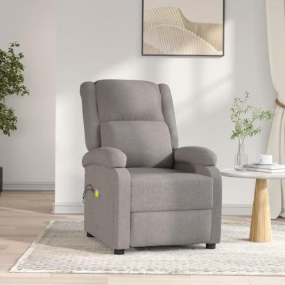 Fotoliu de masaj electric rabatabil, gri taupe, textil GartenMobel Dekor
