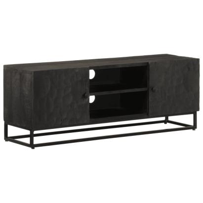 Comodă TV, negru, 110x30x40cm, lemn masiv de mango brut și fier GartenMobel Dekor