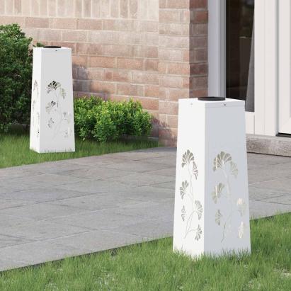Lumină LED Solară pentru Alei 2 pcs Alb Oțel laminat la rece GartenMobel Dekor