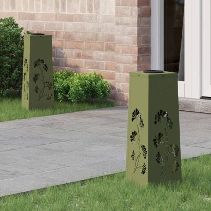 Lumină LED Solară pentru Alei 2 pcs Verde măsliniu GartenMobel Dekor