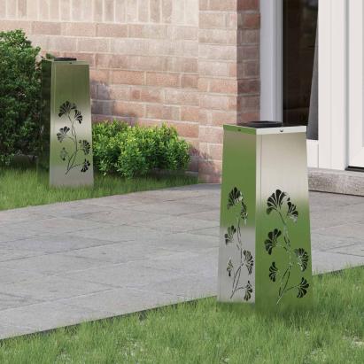 Lumină LED Solară pentru Alei 2 pcs Galvanizat Galvanizat GartenMobel Dekor