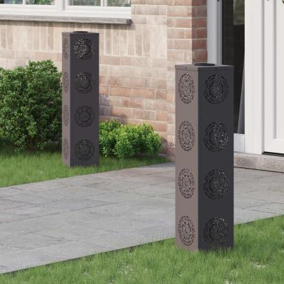 Lumină LED Solară pentru Alei 2 pcs Negru Oțel laminat la rece GartenMobel Dekor