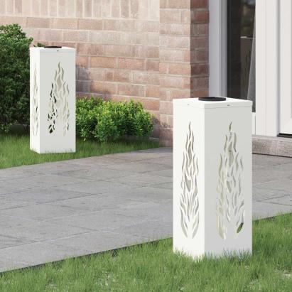 Lumină LED Solară pentru Alei 2 pcs Alb Oțel laminat la rece GartenMobel Dekor