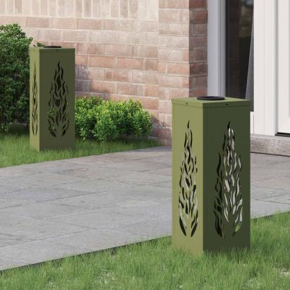 Lumină LED Solară pentru Alei 2 pcs Verde măsliniu GartenMobel Dekor