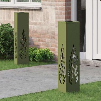 Lumină LED Solară pentru Alei 2 pcs Verde măsliniu GartenMobel Dekor