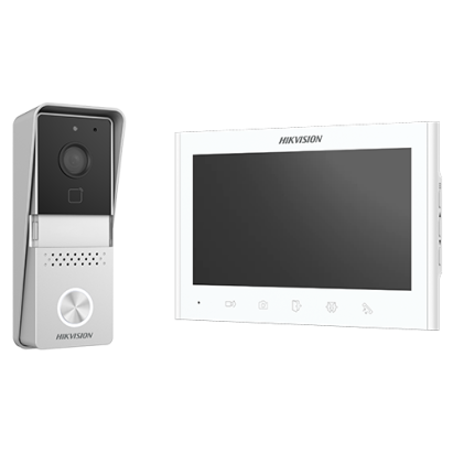 Kit videointerfon analogic 7 inch, camera, conectare 2 fire - HIKVISION DS-KIS102-P-Aparent SafetyGuard Surveillance