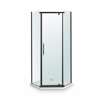 Leziter Celtic 90x90 cm cabină de duș pentagonală cu tavă de duș negru Mobalis Homvera