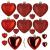 Set globuri decorative in forma de inima, 16 bucati, plastic, 4-7 cm, rosu Household NewTrend