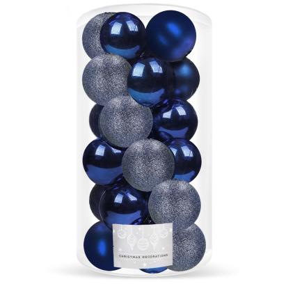 Set globuri de Craciun, 20 bucati, 3 modele, 4cm, albastru marin Household NewTrend