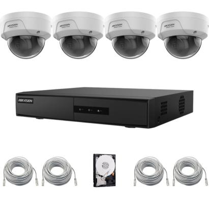 Sistem supraveghere IP Hikvision Hiwatch, 4 camere 4MP, PoE, DVR, Accesorii incluse SafetyGuard Surveillance