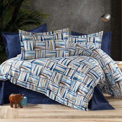 Lenjerie de pat 4 piese, Bumbac Ranforce, cearceaf pat clasic, cearceaf pilota 200x230, 2 fete perna 50x70, 2 fete perna 70x70, RNFN 251 Relax KipRoom