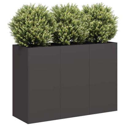 Jardinier negru 120x40x80 cm Oțel laminat la rece GartenMobel Dekor