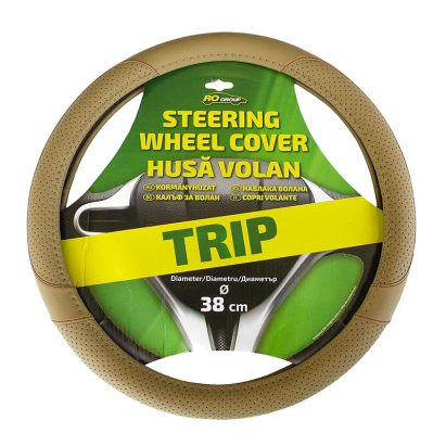 Husa volan Rogroup Trip, din piele ecologica, bej Automobile ProTravel