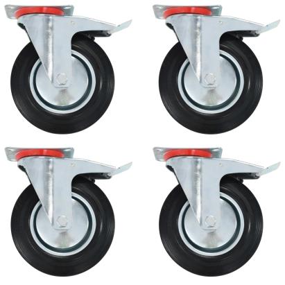 Roți pivotante cu frâne duble, 4 buc., 200 mm GartenMobel Dekor