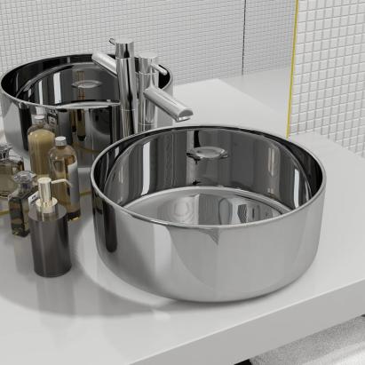 Chiuvetă de baie, argintiu, 40 x 15 cm, ceramică GartenMobel Dekor