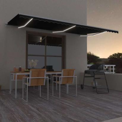 Copertină retractabilă manual cu LED, antracit, 600x300 cm GartenMobel Dekor