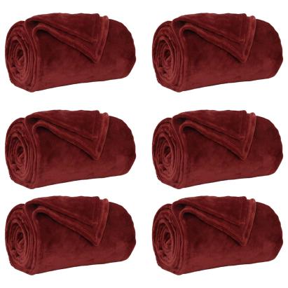 Pături de aruncat 6 pcs Roșu Bordeaux 130 x 150 cm Molton GartenMobel Dekor