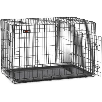 FEANDREA Cusca pentru animale, 2 usi, perete separator, pliabila din metal, XXL, 122x75x81cm, negru Household NewTrend