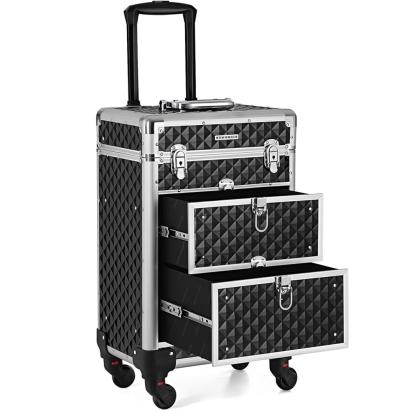 SONGMICS Valiza pentru cosmetice cu roti, profesionala, inchidere cu cheie, 24x34x56cm, negru Household NewTrend