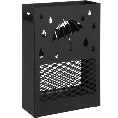 SONGMICS Suport metalic pentru umbrele, cu carlige si tava de picurare, 28x12x41cm, negru Household NewTrend