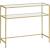 VASAGLE Masa de intrare, pe 2 nivele, blat din sticla securizata, cadru metalic, 35x100x80cm, auriu Household NewTrend