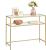 VASAGLE Masa de intrare, pe 2 nivele, blat din sticla securizata, cadru metalic, 35x100x80cm, auriu Household NewTrend