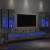 Set comode TV de perete cu lumini LED, 7 piese, gri beton GartenMobel Dekor