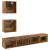 Unități TV de perete cu LED 5 pcs Lemn vechi 100 x 30 x 30 cm GartenMobel Dekor