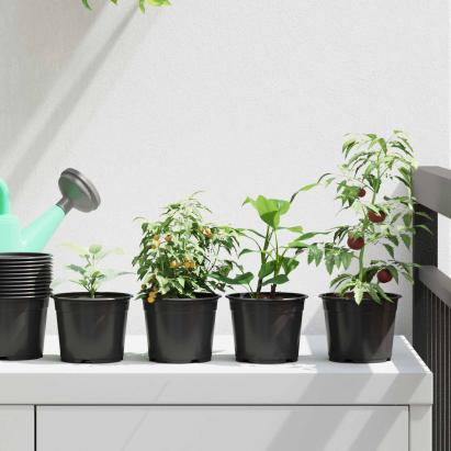 Vaza pentru flori 100 pcs Negru Ø 15 x 12.5 cm Plastic GartenMobel Dekor