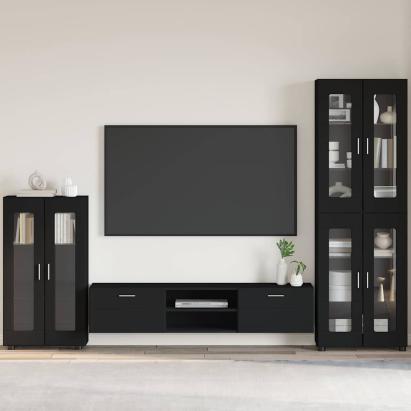 Bufet cu raft cu ușă Negru 55,5 x 29 x 100 cm Lemn compozit GartenMobel Dekor