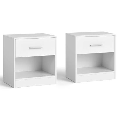 VASAGLE Set 2 noptiere, cu sertar si compartiment deschis, PAL, 28x39x41 cm, alb Household NewTrend