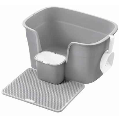 FEANDREA Litiera pisici XL cu pereti inalti, colector de nisip si cutie depozitare, 64x44x33 cm, gri Household NewTrend