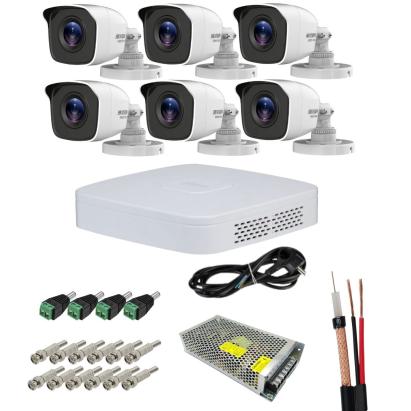 Sistem supraveghere Hikvision HiWatch, 6 camere, 3K 5MP, IR 20m, DVR 8 canele, Accesorii montaj incluse SafetyGuard Surveillance