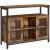 VASAGLE Comoda tip bufet, cu 2 usi cu sticla, rafuri reglabile, stil industrial, 100x35x80cm, maro rustic Household NewTrend