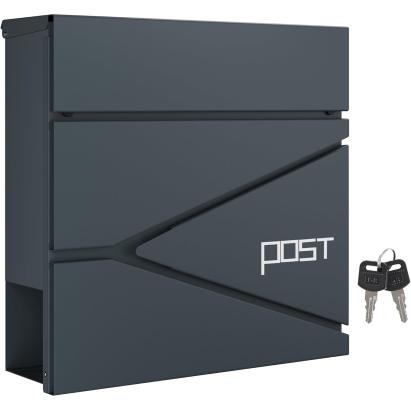 SONGMICS Cutie postala de exterior, pentru gard sau perete, din otel, cu incuietoare, 37x11x37cm, gri antracit Household NewTrend