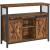 VASAGLE Comoda pentru living sau bucatarie, cu 2 usi glisante, rafturi reglabile, stil rustic, 33x100x80cm, maro si negru Household NewTrend