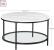 VASAGLE Masa de cafea rotunda cu blat din imitatie de marmura, polita suplimentara din sticla, 80x45cm, alb si negru Household NewTrend