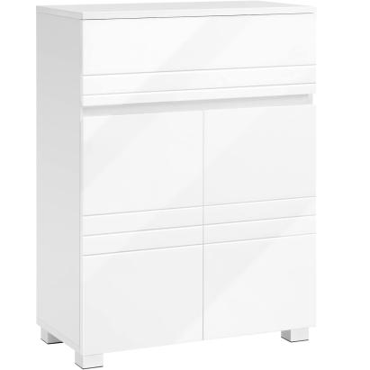 VASAGLE Dulap de depozitare de podea pentru baie, cu sertar si usa dubla, polita reglabila, 60x30x80cm, alb Household NewTrend