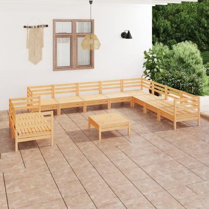 Set mobilier de grădină, 11 piese, lemn masiv de pin GartenMobel Dekor