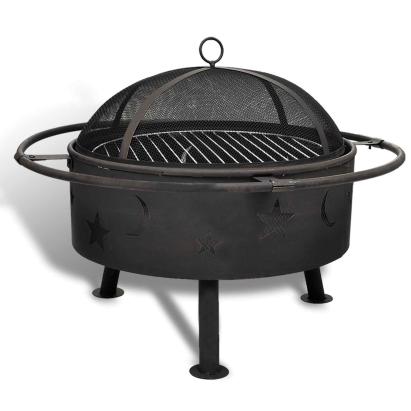 Scară de Foc Lună Negru 82 x 82 x 64 cm Oțel GartenMobel Dekor