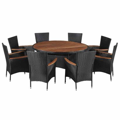 Seturi de mobilier 9 pcs Negru și Crem poliratan GartenMobel Dekor