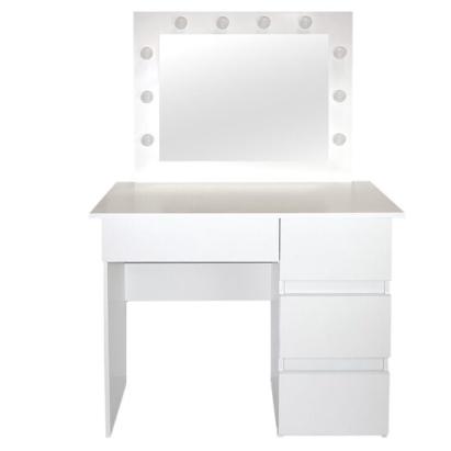 Masa de toaleta/machiaj, Irina, alba, cu oglinda si LED-uri, 94x43x141 cm GartenVIP DiyLine