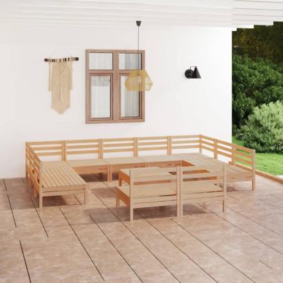 Set mobilier de grădină, 12 piese, lemn masiv de pin GartenMobel Dekor
