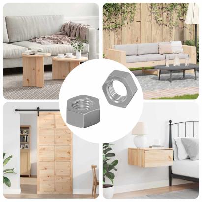 Piuliță hexagonală Simplu 2 pcs Argintiu M6 Fier GartenMobel Dekor