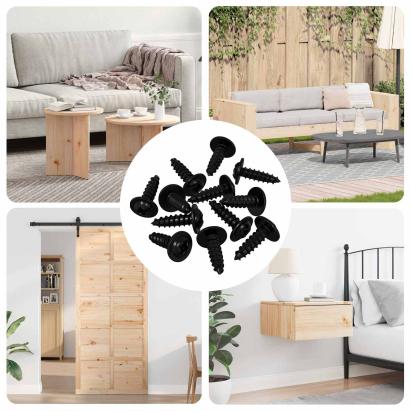 Cuie Auto-filetante 12 pcs Negru 3,5 x 12 mm Fier GartenMobel Dekor