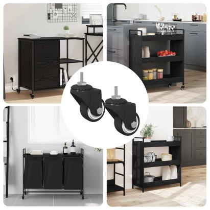 Roată pivotantă 2 pcs Negru M6 mm Fier și nylon GartenMobel Dekor