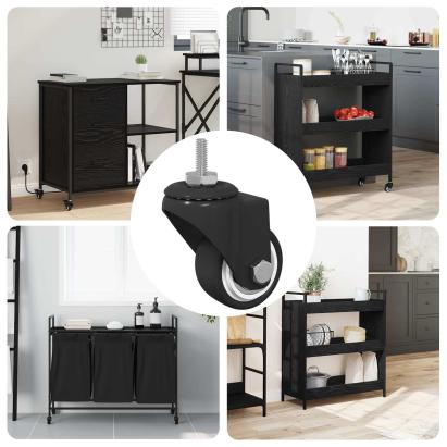 Roată pivotantă 12 pcs Negru M6 mm Fier și nylon GartenMobel Dekor