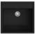 Chiuvetă de bucătărie cu orificiu de preaplin, negru, granit GartenMobel Dekor