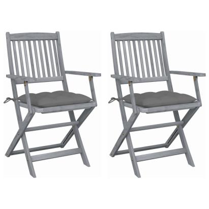 Scaune pliabile de exterior, cu perne, 2 buc. lemn masiv acacia GartenMobel Dekor